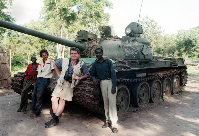 Sudanese T55 Mick Toal second from right and Sudanese locals
